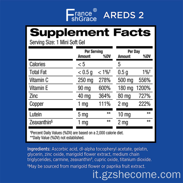 I softgel minerali di vitamina per gli occhi, contiene luteina vitamina C